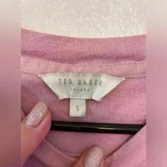 Ted Baker London Women's Klaaraa Structured Shoulder Dusky Pink T-Shirt Size 4. - Picture 4 of 9